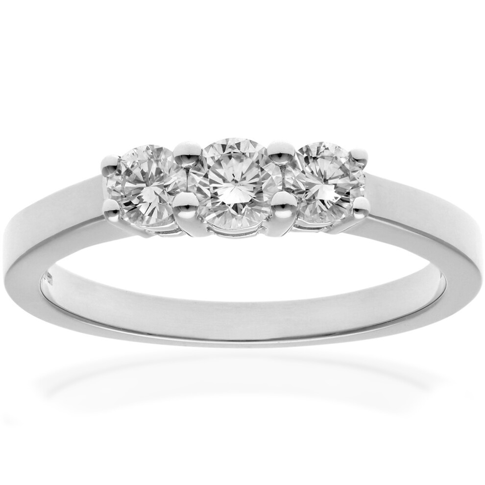 (K) Jewelco London 18ct Diamond White Gold Trilogy Ring, H/SI Certified Diamonds, Round Brilliant, 0.50ct Diamond-image-OPC-P8HK9DZ-NEW