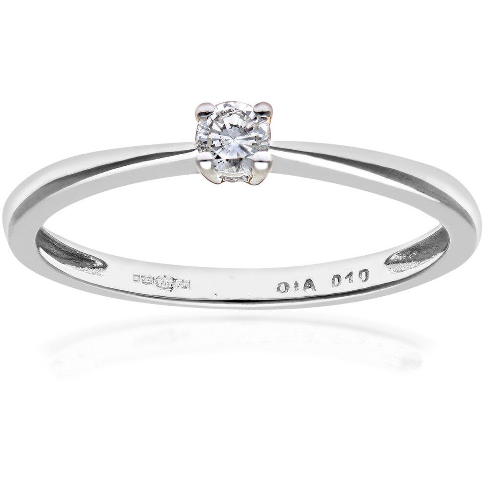 (P) Jewelco London 9ct White Gold Engagement Ring, IJ/I Diamond, Round Brilliant, 0.10ct, White Gold