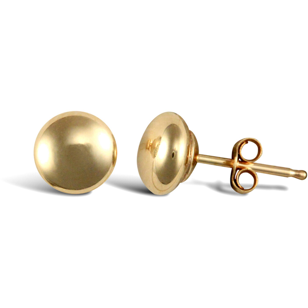 Jewelco London Ladies 9ct Yellow Gold Button Pebble Stud Earrings, 6mm - JES308