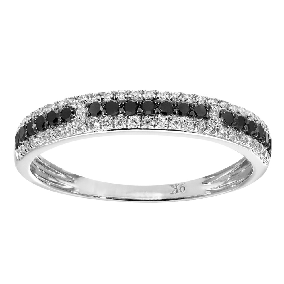 (K) Jewelco London 9ct White Gold 0.33ct Black and White Diamond Eternity Ring