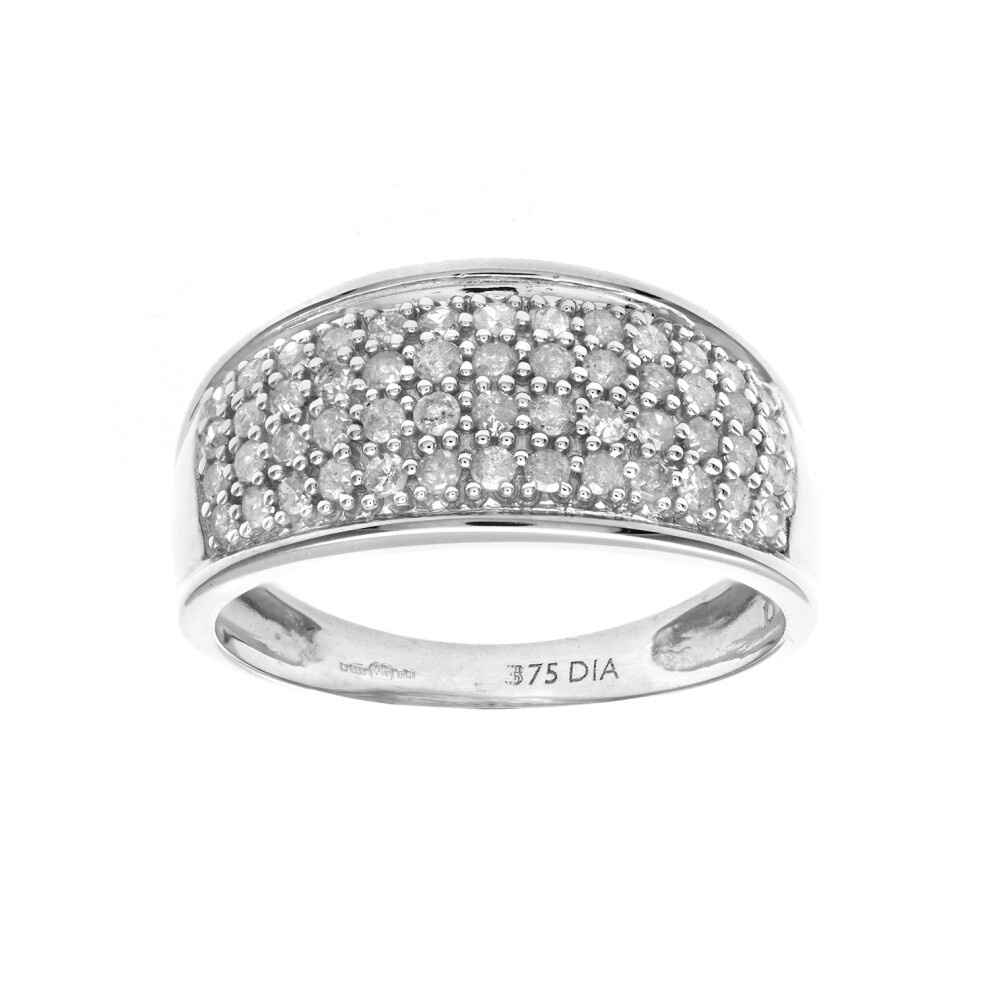 9ct White Gold  Round 1/2ct Diamond 4 Row Bombay Eternity Ring 7mm - PR0AXL2316W