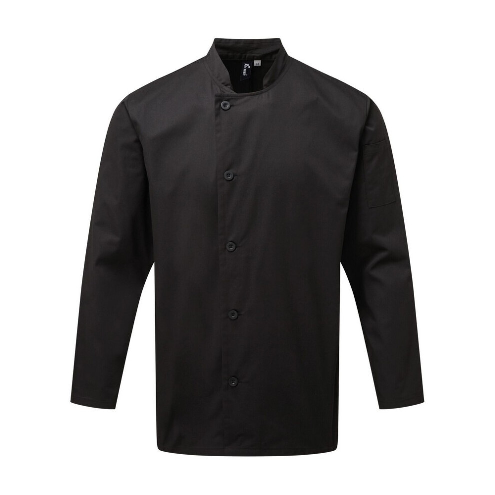 (M, Black) Premier Unisex Adults Chefs Essential Long Sleeve Jacket