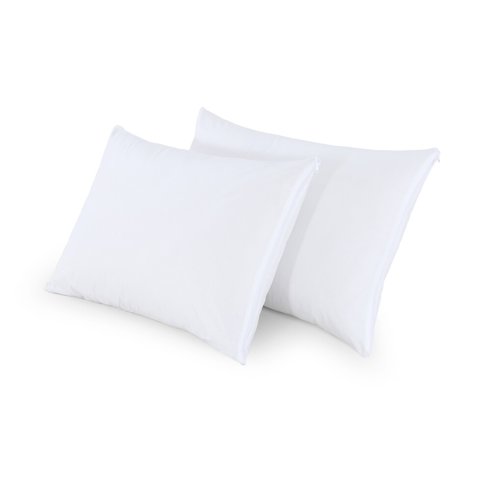 (Pillow Protector (1 Pair Pack)) 100% Cotton Zipped Pillow Protectors Covers-Stain Resistant-Anti Bed Bug and Dust Mite Proof Pillow Colour White Avai