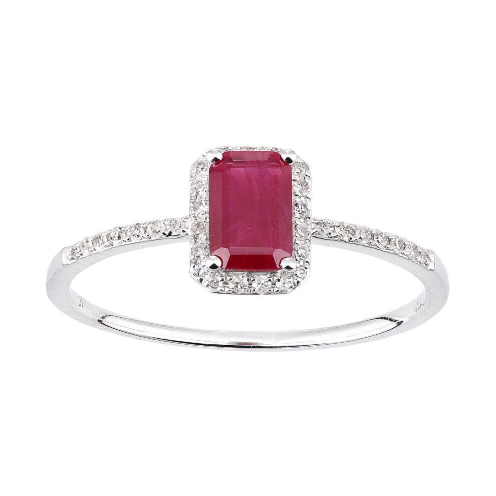 (Q) Jewelco London 18ct White Gold Octagon Ruby and Diamond Cluster Ring-image-OPC-P8HKCSD-NEW
