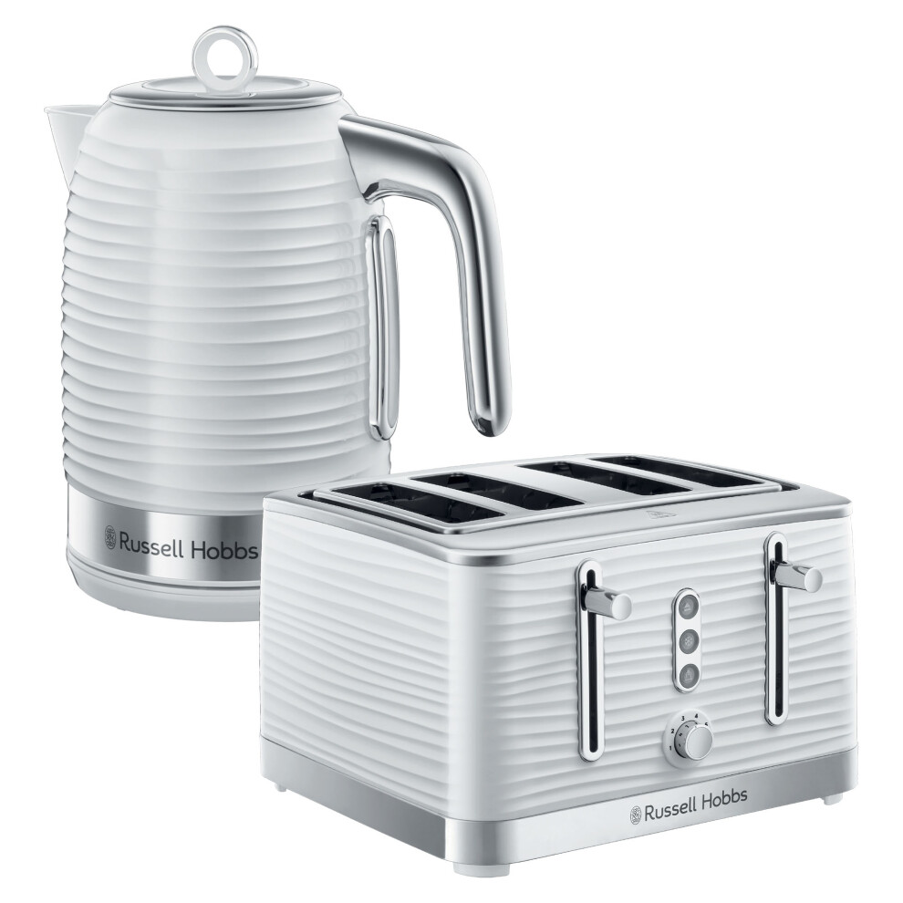 Russell Hobbs Inspire 4 Slice Toaster & Kettle Set, White