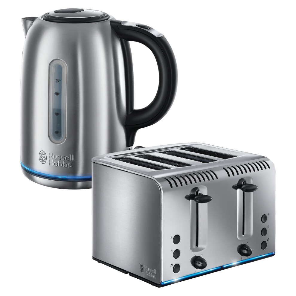 Russell Hobbs Buckingham 4 Slice Toaster & Kettle Set, Silver