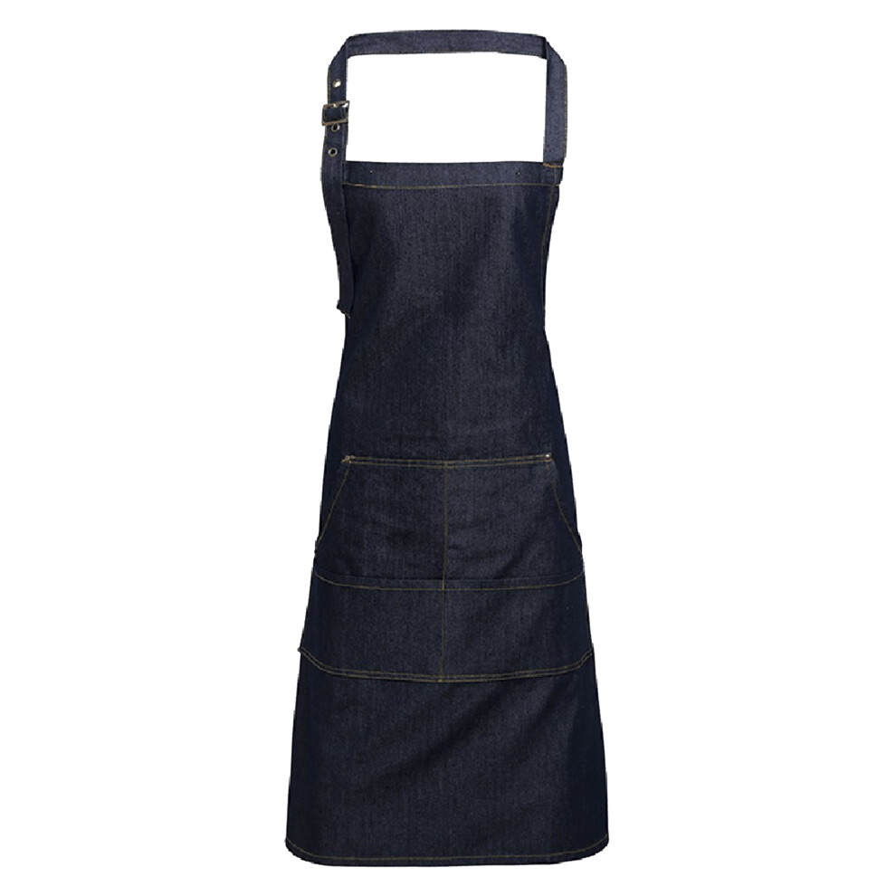 (One Size, Indigo Denim) Premier Jeans Stitch Bib Apron