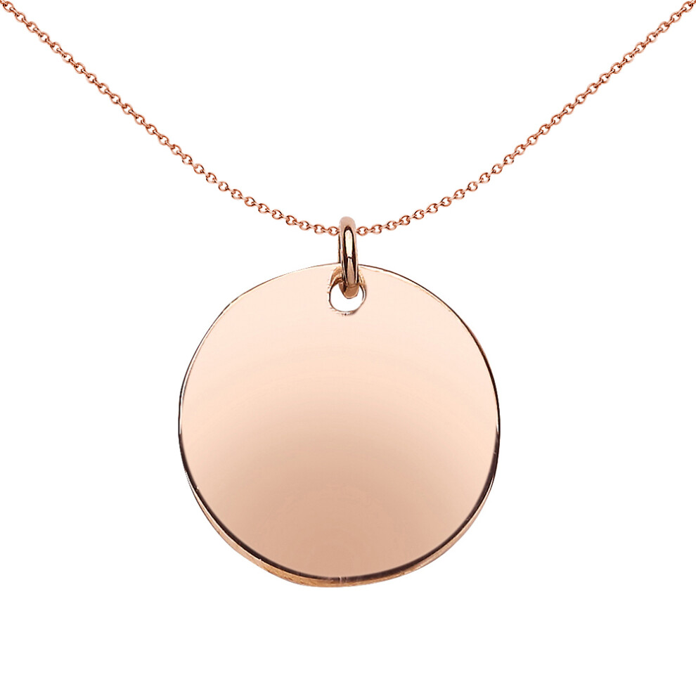Jewelco London Rose Gold-Plated Sterling Silver 20mm Disc Medallion Charm Necklace 18 inch - GVP288ROSE-20MM