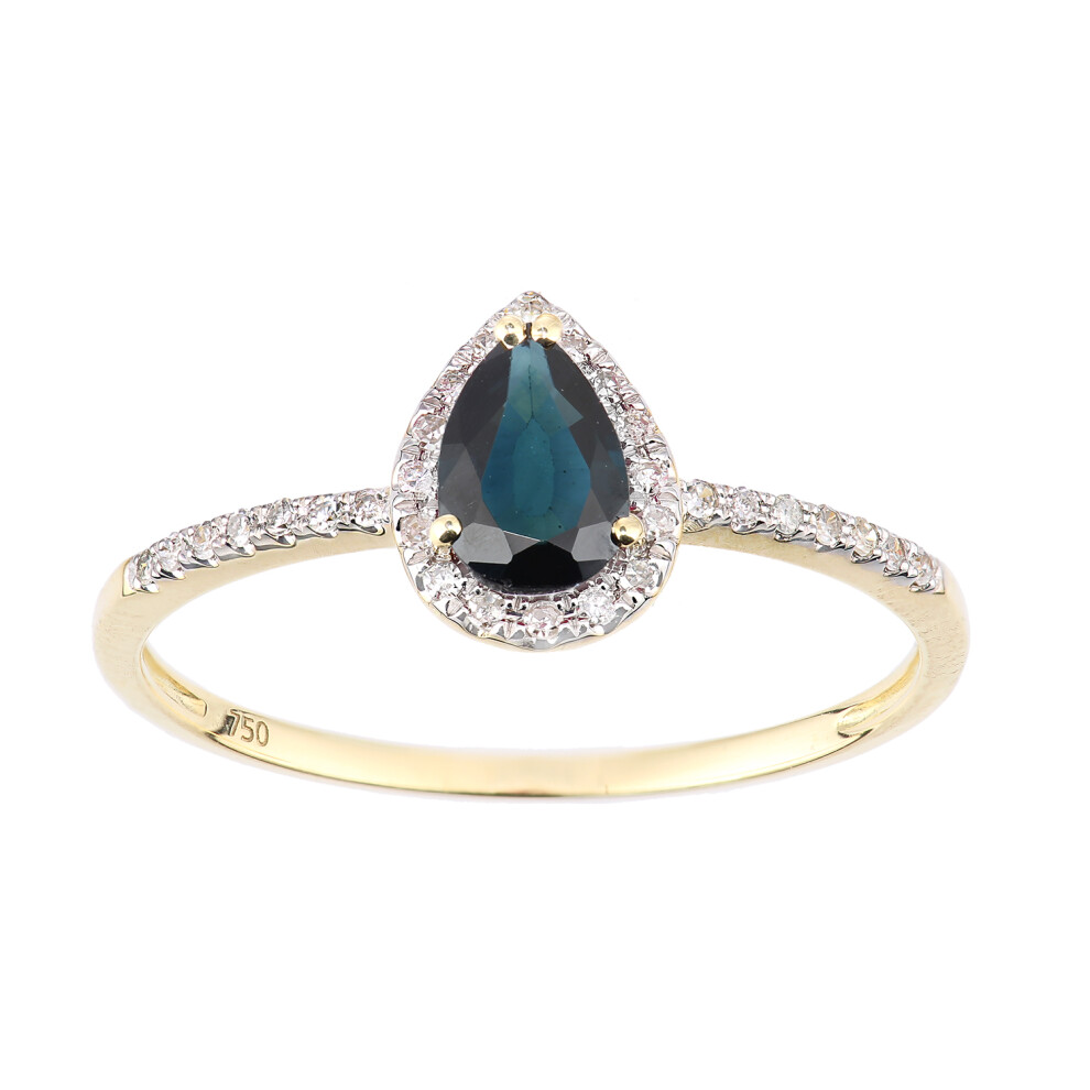 (O) Jewelco London 18ct Yellow Gold Pear Sapphire and Diamond Teardrop Cluster Ring