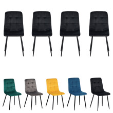 (Black Chairs [4x]) Display Guru Modern Velvet Dining Chairs Seat Padded Metal Legs Kitchen Home Office