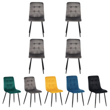 (Grey Chairs [4x]) Display Guru Modern Velvet Dining Chairs Seat Padded Metal Legs Kitchen Home Office