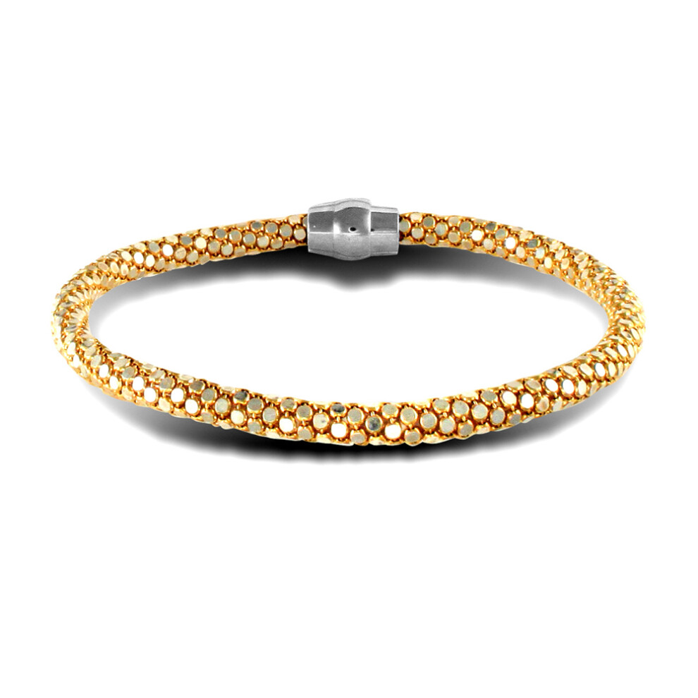 Jewelco London sterling silver gold plated Snakeskin Snap N Stack Mirror Popcorn Chain Bracelet - ABB135B