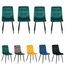 (Green Chairs [4x]) Display Guru Modern Velvet Dining Chairs Seat Padded Metal Legs Kitchen Home Office