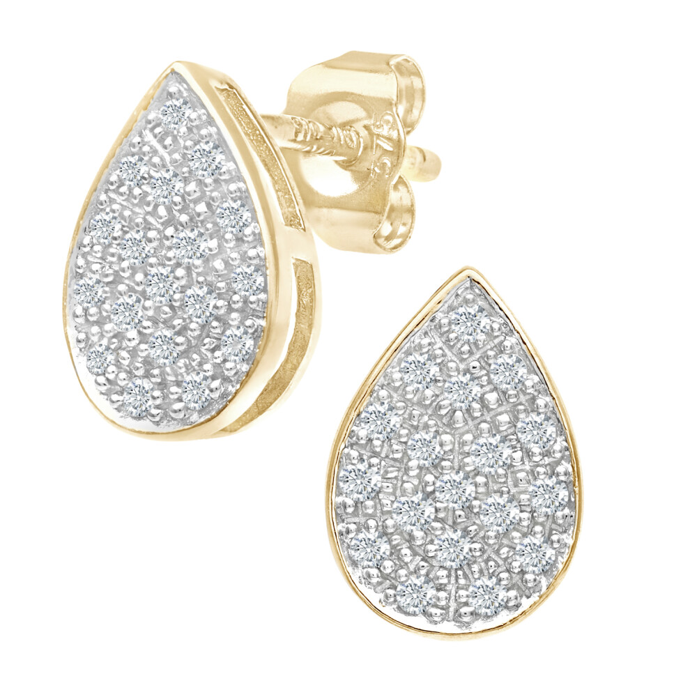 Jewelco London 9ct Yellow Gold Round 15pts Diamond Teardrop Stud Earrings - PE0AXL3593Y