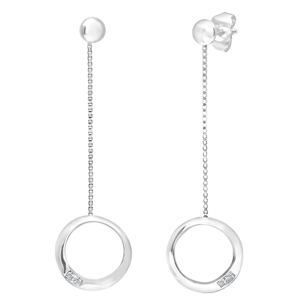 9ct White Gold  Round 3pts Diamond Circle Drop Earrings - PE0AXL3634W