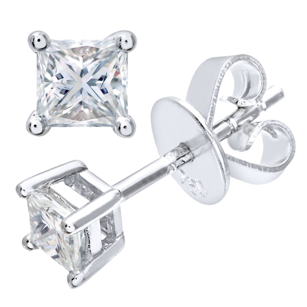 Jewelco London Platinum Princess 1/3ct Diamond Solitaire Stud Earrings - PE0AXL4420PTJPK