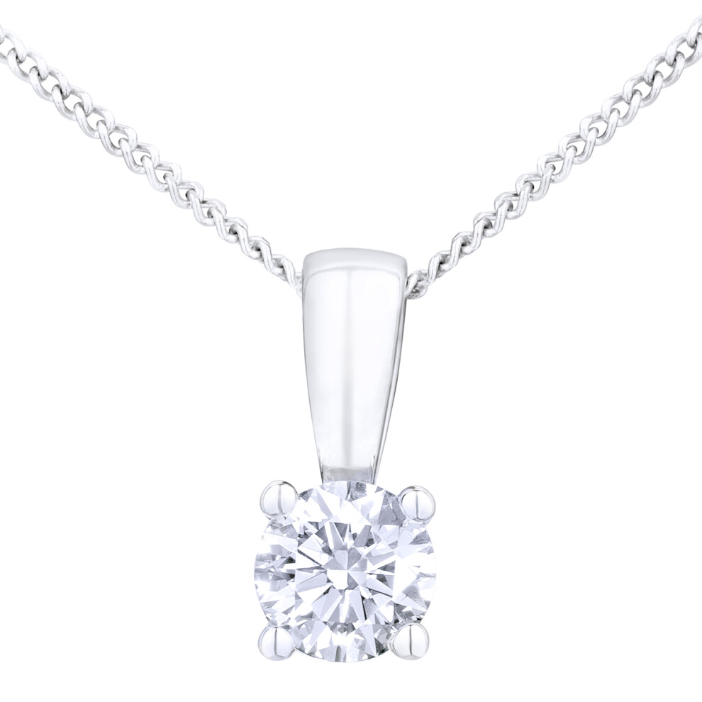 Jewelco London Platinum Round 1/4ct Diamond Solitaire Pendant Necklace 18 inch 46cm - PP0AXL4203PTHSI