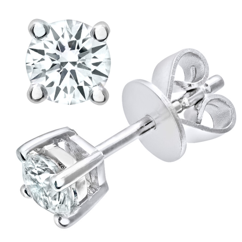 Jewelco London 18ct White Gold Round 1/2ct Diamond Solitaire Stud Earrings - PE0AXL1370W18HSI