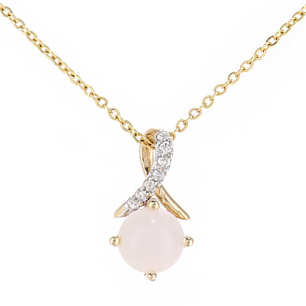 Jewelco London 9ct Yellow Gold Round 2pts Diamond Round 0.45ct Opal Kiss Crossover Pendant Necklace 18 inch 46cm - PP0AXL5929YOP