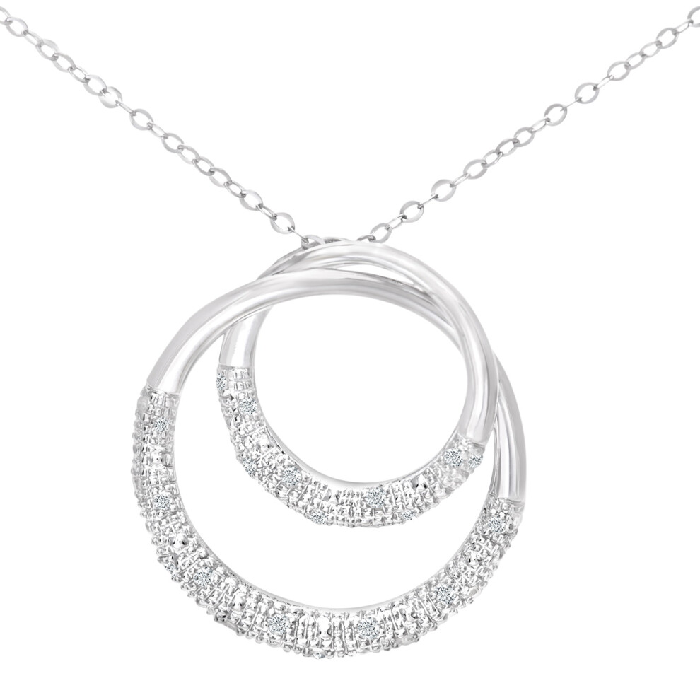 Jewelco London 9ct White Gold Round 10pts Diamond Circle Pendant Necklace 18 inch 46cm - PP0AXL4217W