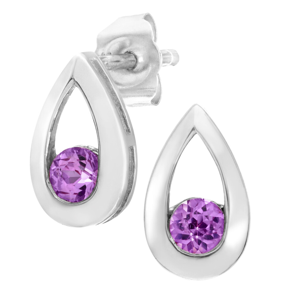 9ct White Gold  0.3ct Created Sapphire Teardrop Drop Earrings - PE0AXL1804WCrtdPinkSa