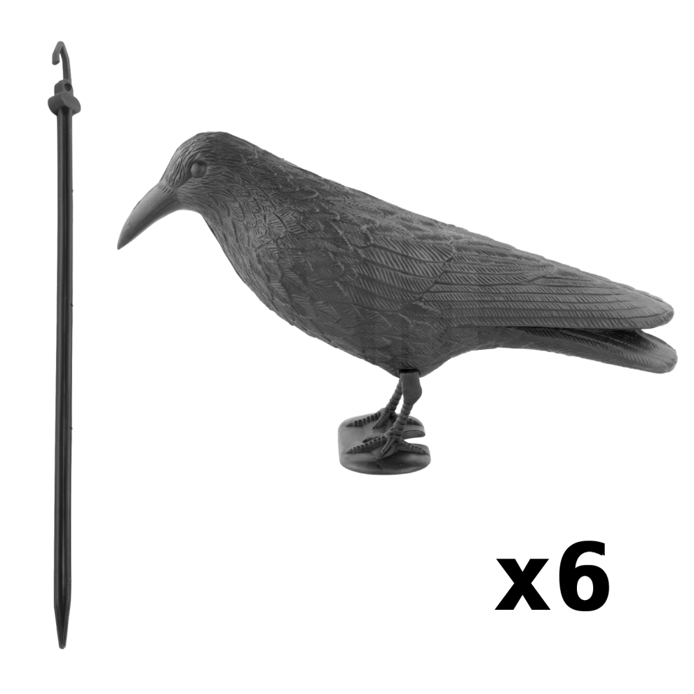 KCT 6 Pack of Crow Decoy Realistic Hunting Prop and Bird Scarer