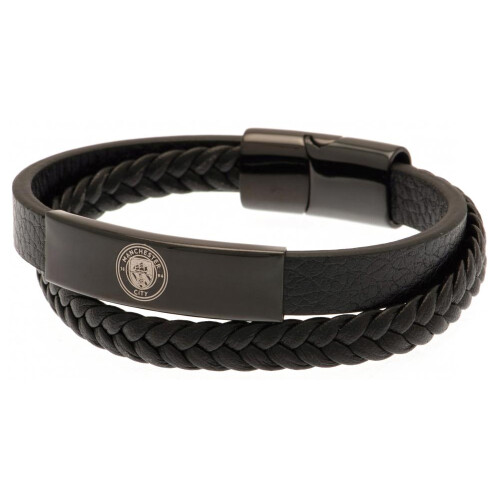 Man City Black Leather Bracelet 2