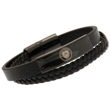 Man City Black Leather Bracelet