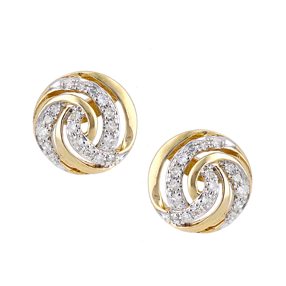 Jewelco London 9ct Yellow Gold Round 8pts Diamond Circle Stud Earrings - DE1AXL621Y
