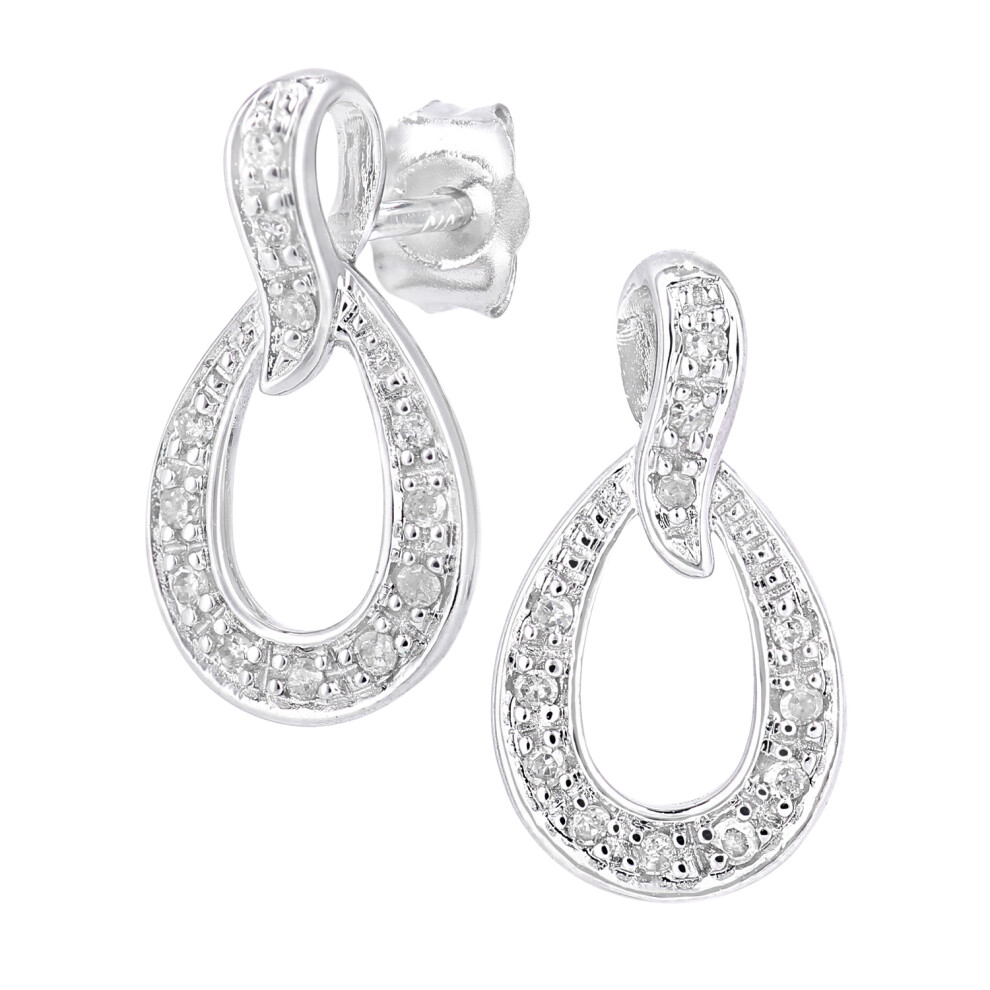 Jewelco London 9ct White Gold Round 10pts Diamond Teardrop Stud Earrings - PE0AXL5646W