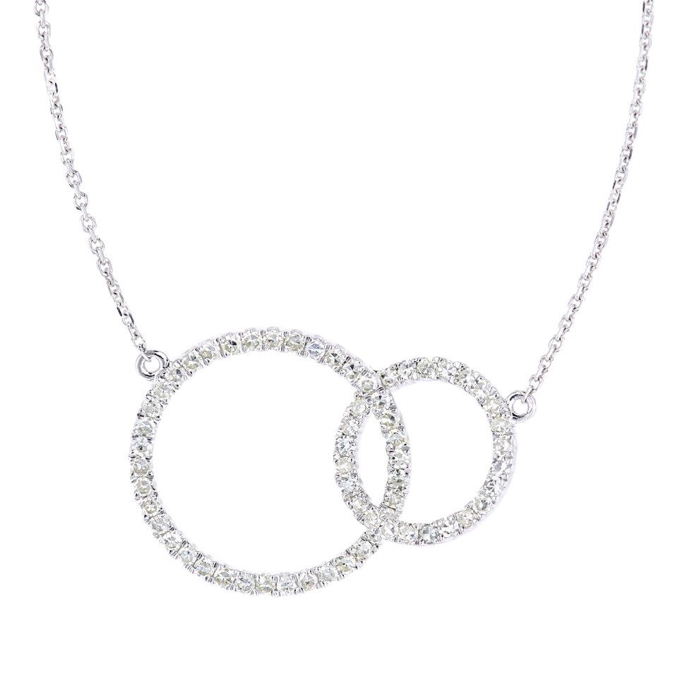 9ct White Gold  Round 1/3ct Diamond Circle Charm Necklace 18 inch - PNEAXL20034W