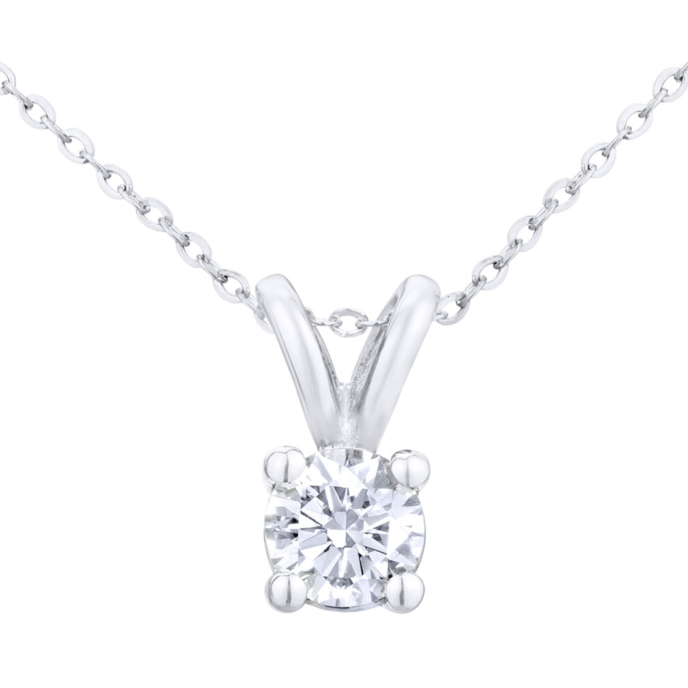 9ct White Gold  1/3ct Diamond Solitaire Pendant Necklace 18 inch - PP0AXL2031W