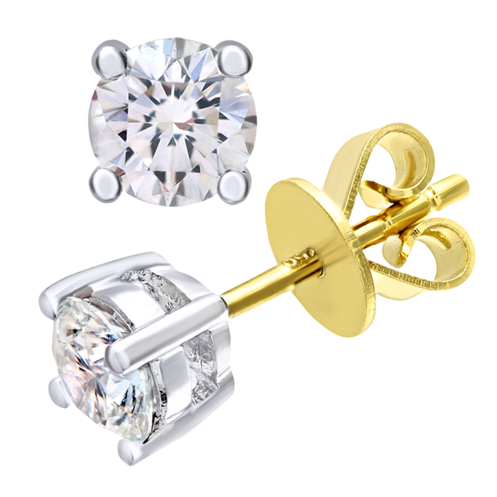 18ct Gold  Round 3/4ct Diamond Solitaire Stud Earrings - PE0AXL2121Y18JPK