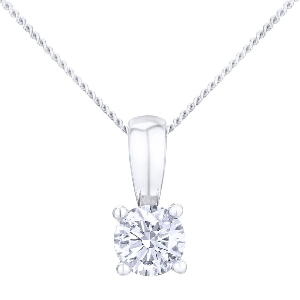 Jewelco London 18ct Yellow Gold Round 1/3ct Diamond Solitaire Pendant Necklace 18 inch 46cm - PP0AXL2021Y18JPK