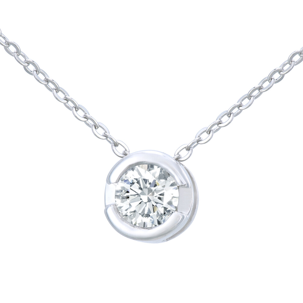 Jewelco London 9ct White Gold Round 15pts Diamond Solitaire Solitaire Necklace 18 inch 46cm - PP0AXL1505W