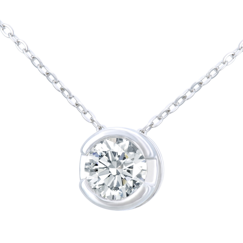 9ct White Gold  1/4ct Diamond Solitaire Solitaire Necklace 18 inch - PP0AXL1506W