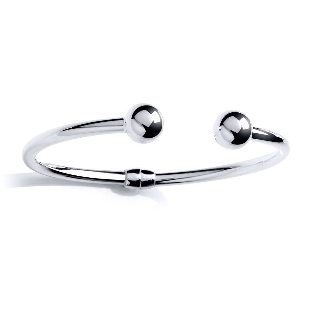 Jewelco London Ladies Sterling Silver Hinged Polished Bangle Bracelet 11mm - GVG201