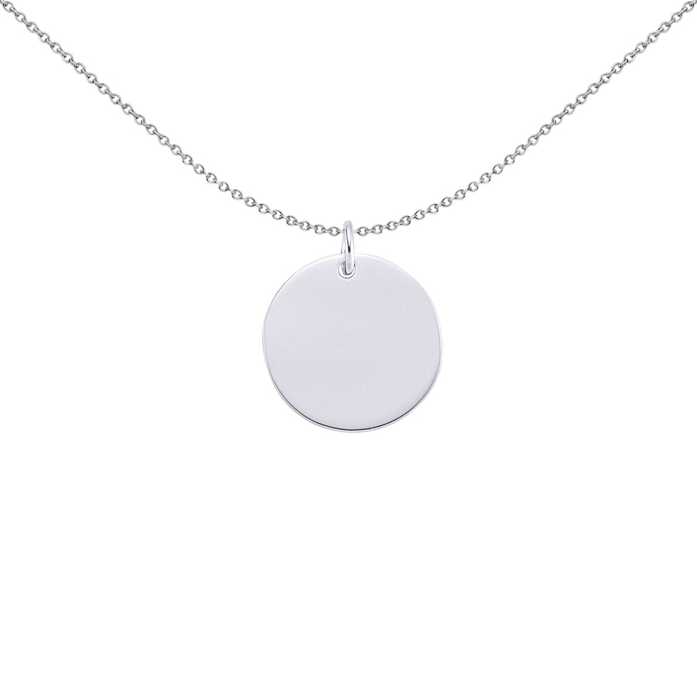 Jewelco London Ladies Sterling Silver Round Disc Medallion Necklace 18 inch - GVP288-10MM