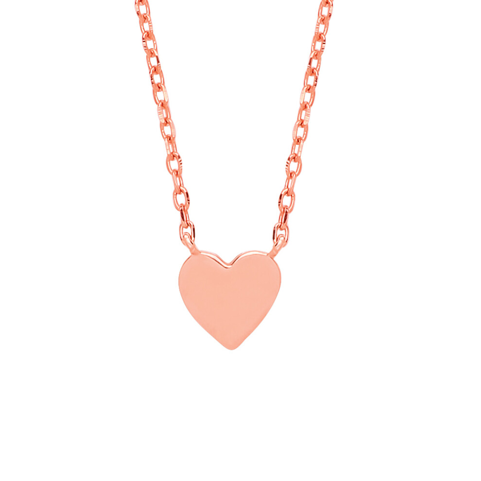 Jewelco London Ladies Rose Gold-Plated Sterling Silver Love Heart Charm Necklace 16 inch - GVK278