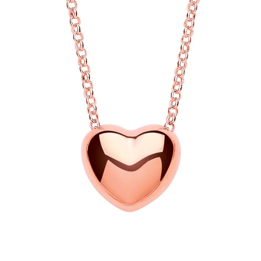 Jewelco London Ladies Rose Gold-Plated Sterling Silver Bubbly 3D Love Heart Charm Necklace 16 inch - GVK285