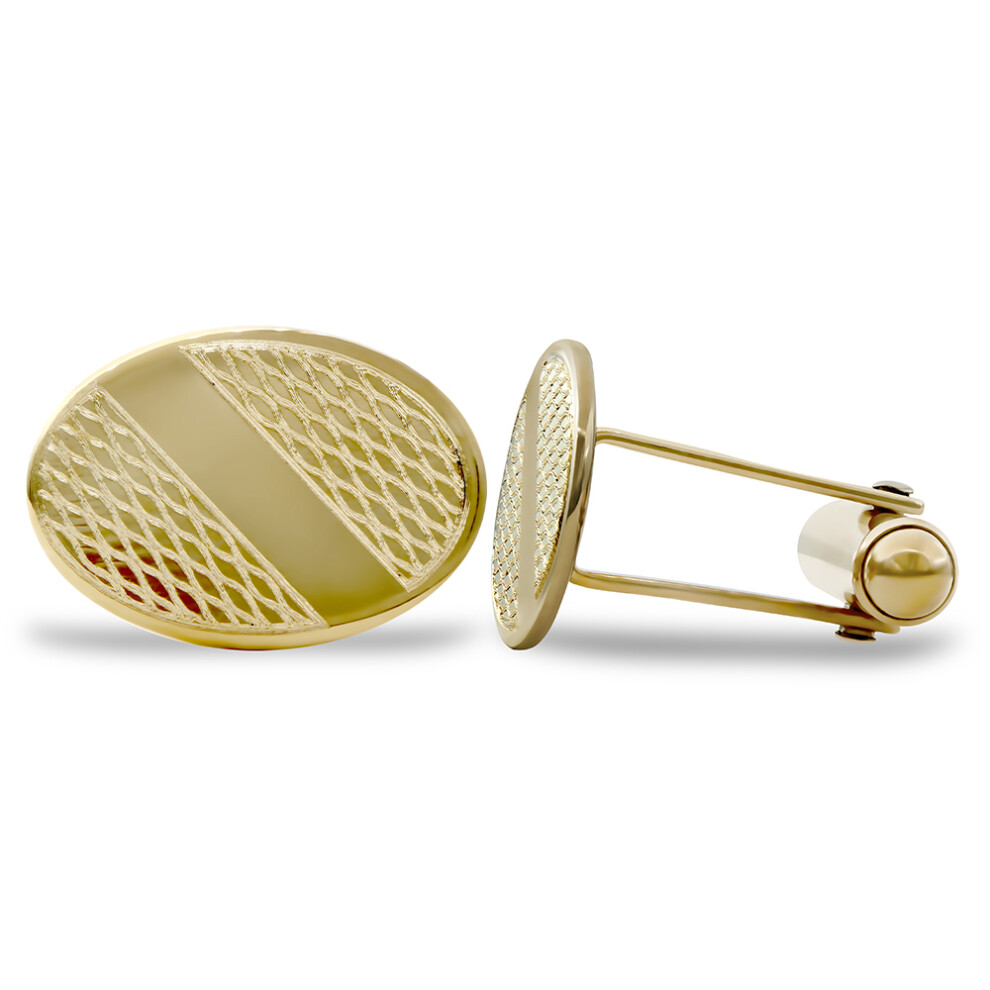 9ct Gold  Oval Ogee Swivel Back Cufflinks, (ID Strip) - JCL029