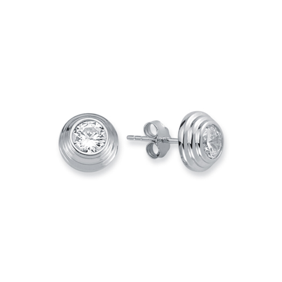 Jewelco London Sterling Silver Round Cubic Zirconia Solitaire 3-Tier Round Wedding Cake Stud Earrings 3mm 6mm - AES115A
