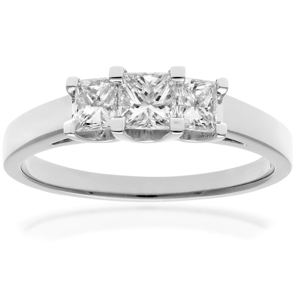 (J) Jewelco London  Platinum Trilogy Ring, J/I Certified Diamonds, Princess Cut, 0.75ct