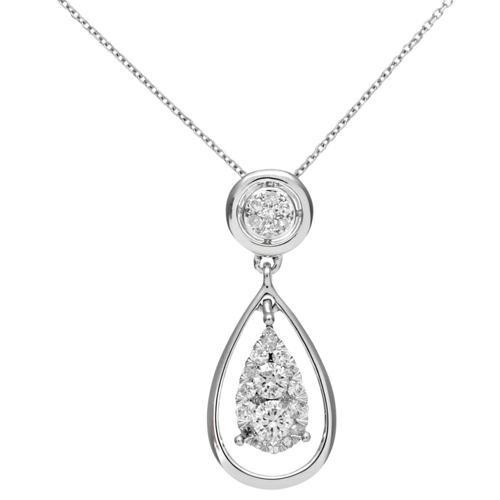 9ct White Gold  1/4ct Diamond Teardrop Pendant Necklace 16 inch - DP1AXL408W