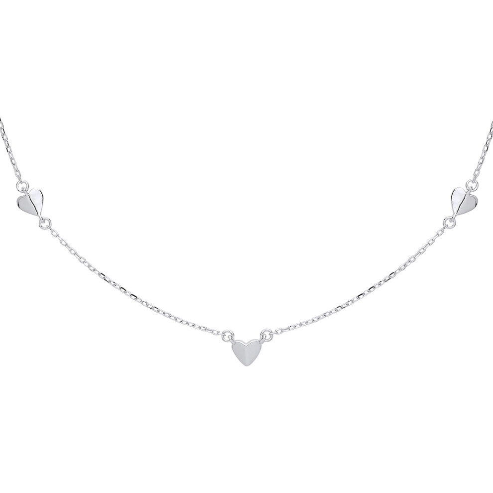 Jewelco London Ladies Sterling Silver Mini Flat Love Heart Charm Necklace - GVK311