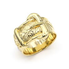 Jewelco London Mens Flash-plated Solid Brass Heavy Weight Single Buckle Ring 16mm Size V - BRN545-V