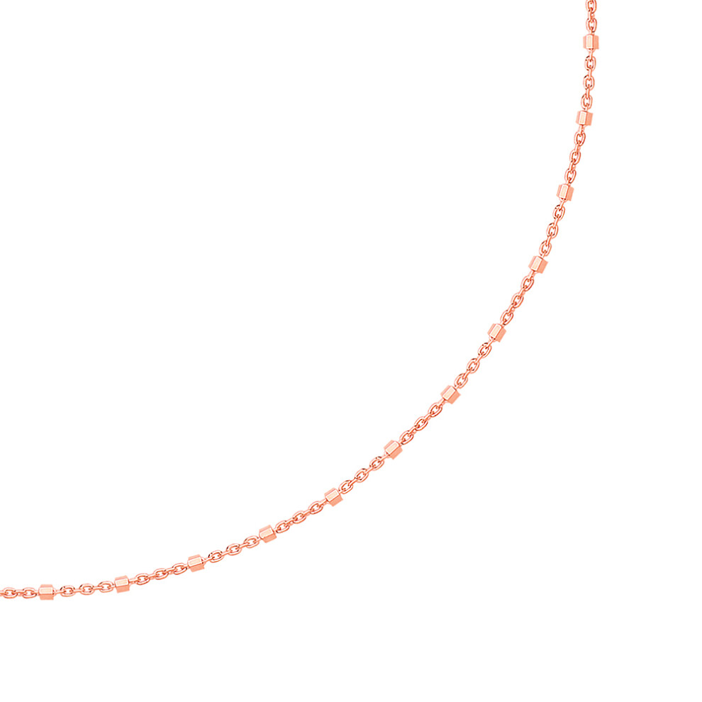 Jewelco London Ladies Rose Gold-Plated Sterling Silver Octagon Prism Bead Chain Choker Collarette Necklace 14 inch - GVCL012R