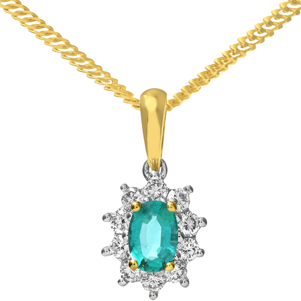 18ct Gold  Round 0.35ct Diamond Cluster Pendant Necklace 18 inch - PP0AXL4379YEM