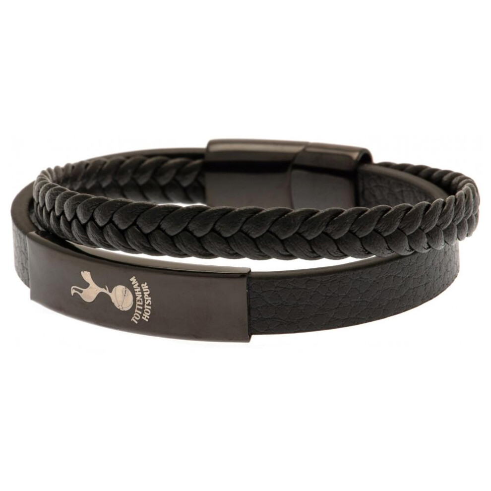 Tottenham Hotspur Fc Spurs Leather Bracelet Black