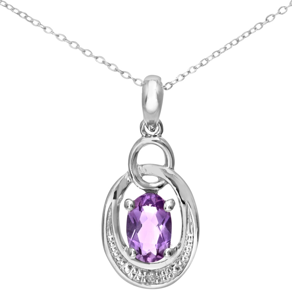 9ct White Gold  Diamond Oval Amethyst Birdcage Necklace 18" - PP0AXL4415WAM